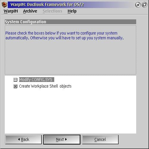 05.PNG - You can choose not to modify CONFIG.SYS or create Workplace Shell objects.